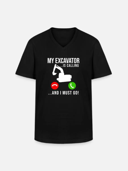 Excavator Construction Worker - Men's V-Neck T-Shirt - black