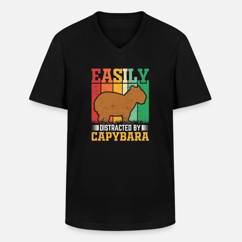 Capybara - Männer-T-Shirt mit V-Ausschnitt - Schwarz