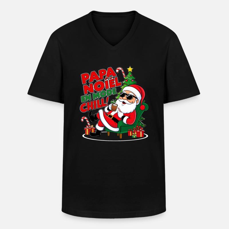 Der Weihnachtsmann im Chill-Modus - Männer-T-Shirt mit V-Ausschnitt - Schwarz