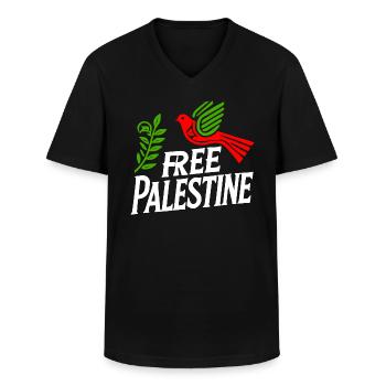 Free palestine - Männer-T-Shirt mit V-Ausschnitt - Schwarz - Vorne - AI Model Male 178 dark (178cm)