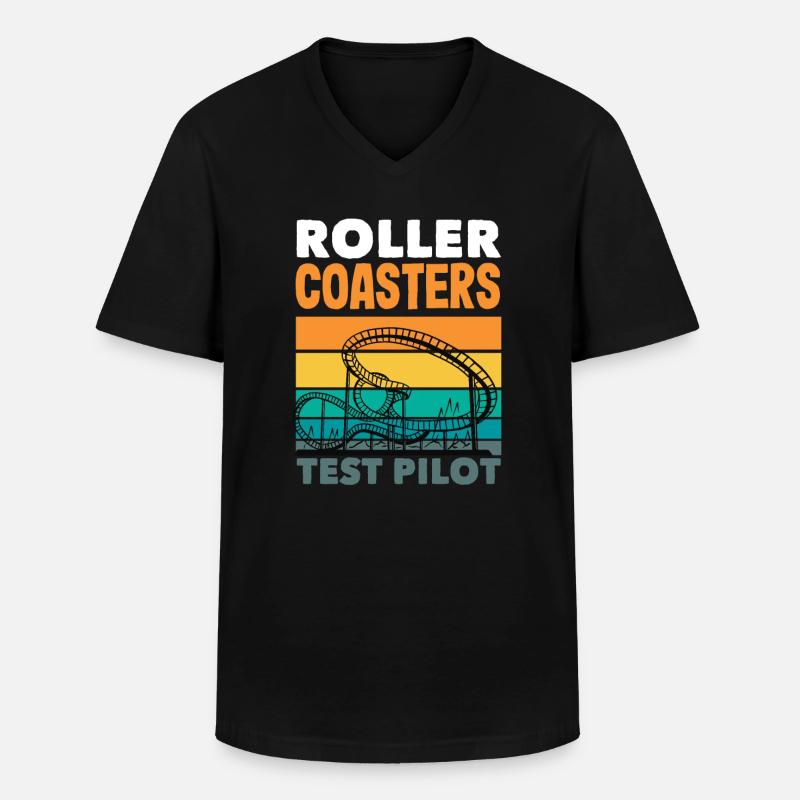 Achterbahn Testpilot Abenteuer - Männer-T-Shirt mit V-Ausschnitt - Schwarz
