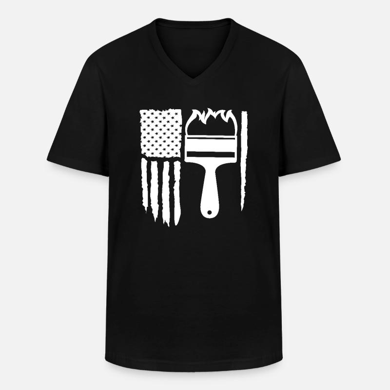 Painter Flag Brush Creativity - Men's V-Neck T-Shirt - black