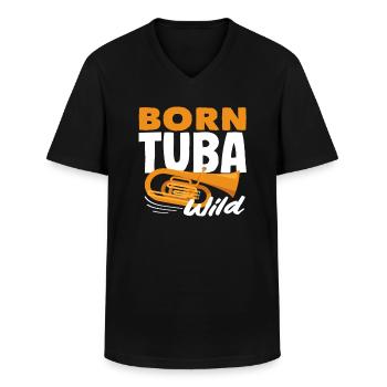 Tuba Spieler Born Tuba Wild Motiv - Männer-T-Shirt mit V-Ausschnitt - Schwarz - Vorne - AI Model Male 178 dark (178cm)