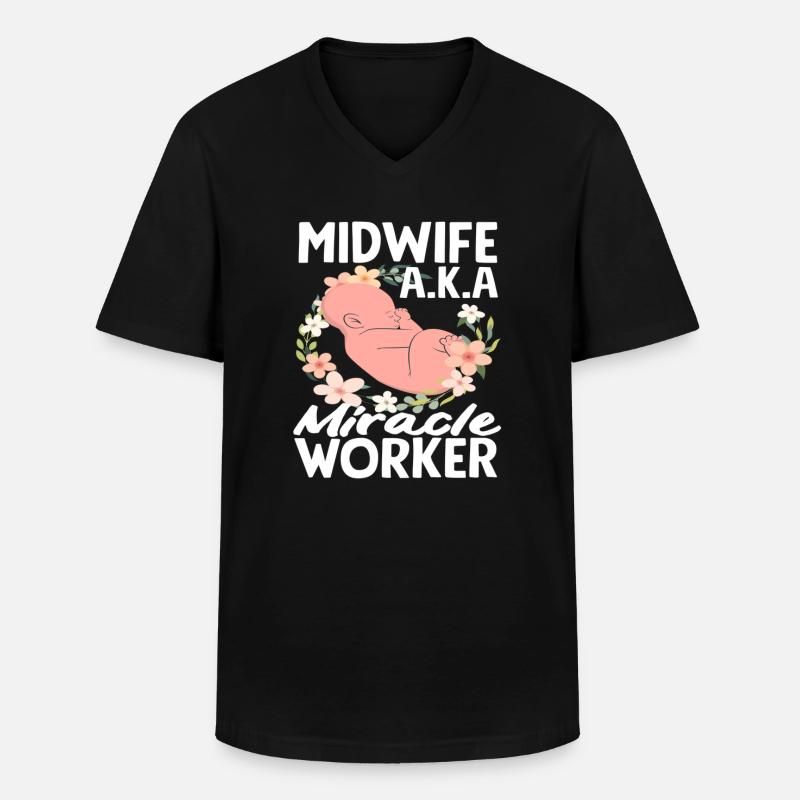 Hebamme Alias Wunderarbeiter - Männer-T-Shirt mit V-Ausschnitt - Schwarz