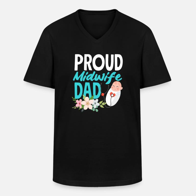 Stolzer Hebamme Papa - Männer-T-Shirt mit V-Ausschnitt - Schwarz