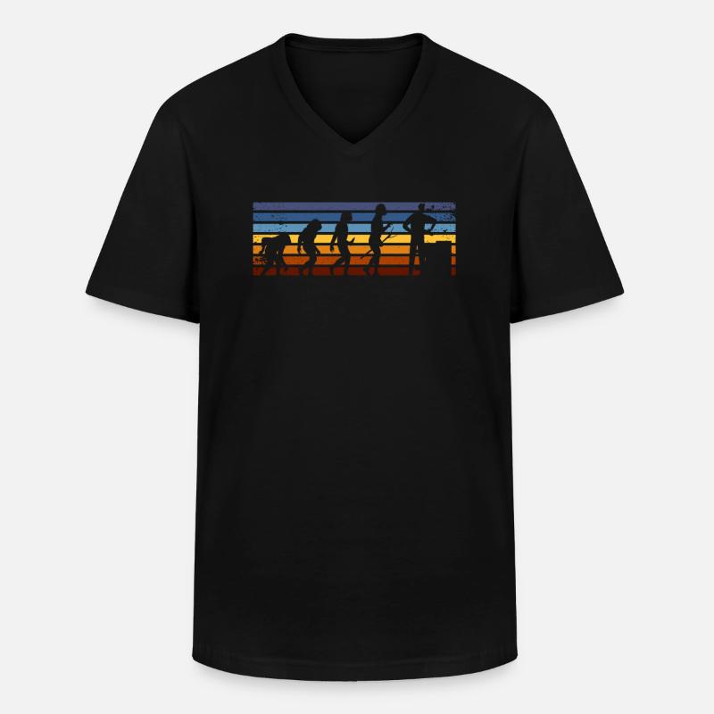 Maurer Evolution Retro-stil - Männer-T-Shirt mit V-Ausschnitt - Schwarz