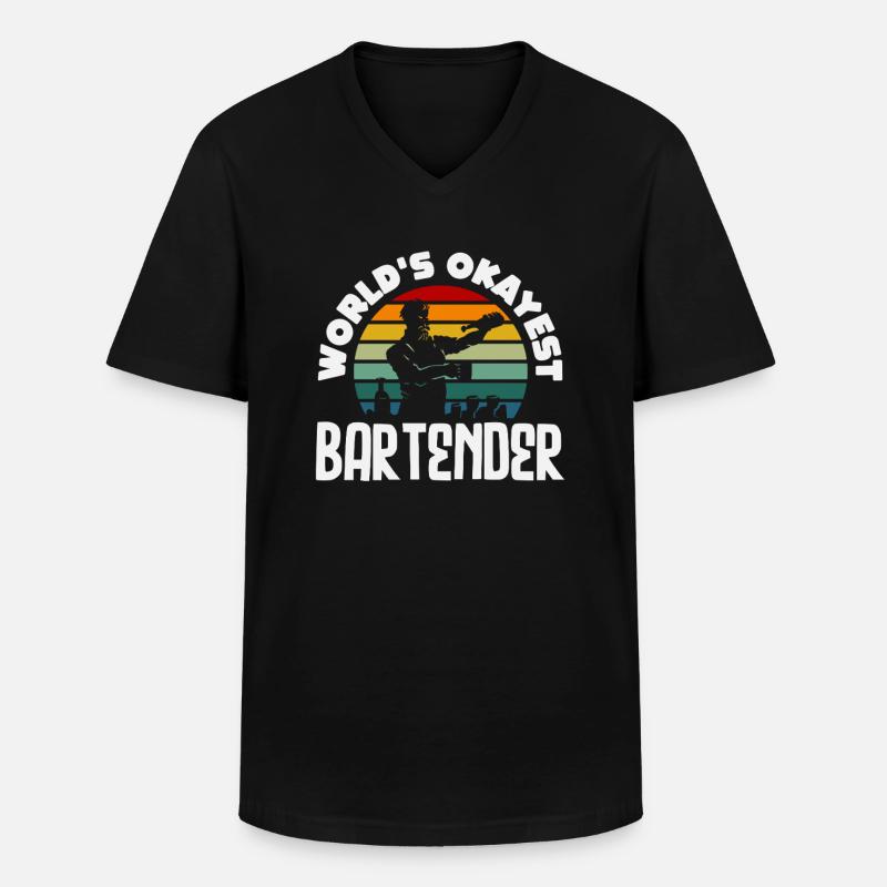 Weltbester Okayester Barkeeper Design - Männer-T-Shirt mit V-Ausschnitt - Schwarz