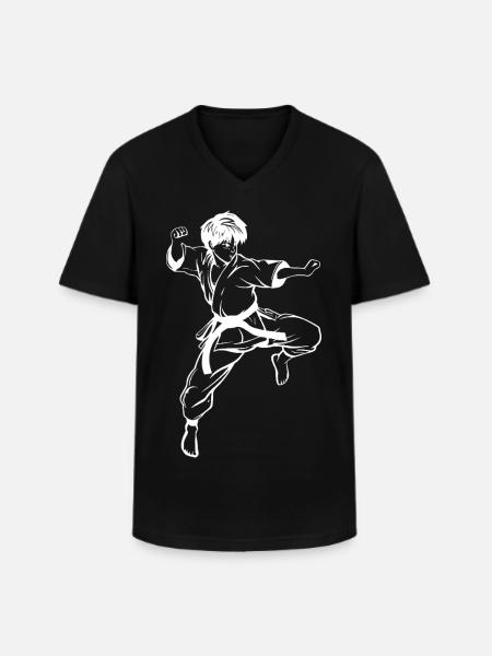 Karate Boy Sketch - Men's V-Neck T-Shirt - black