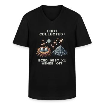 Schornsteinfeger Loot Vogelnest Asche Pixel Art - Männer-T-Shirt mit V-Ausschnitt - Schwarz - Vorne - AI Model Male 178 dark (178cm)