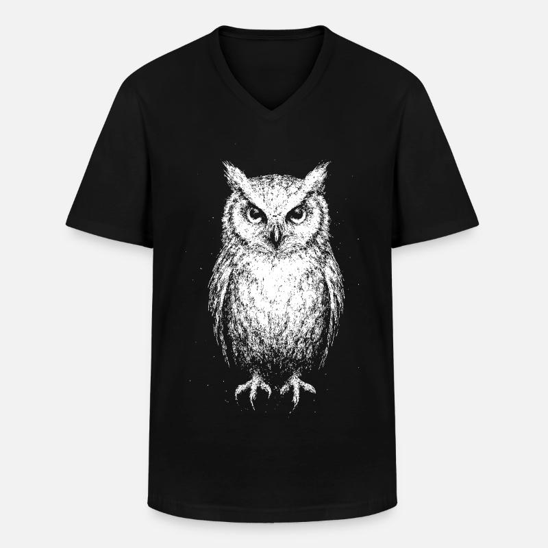 Eule - Männer-T-Shirt mit V-Ausschnitt - Schwarz