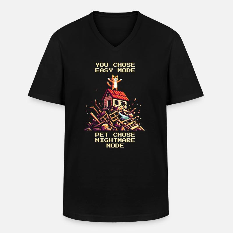 Tierheim-Level: Albtraum | Vermittlung - Männer-T-Shirt mit V-Ausschnitt - Schwarz