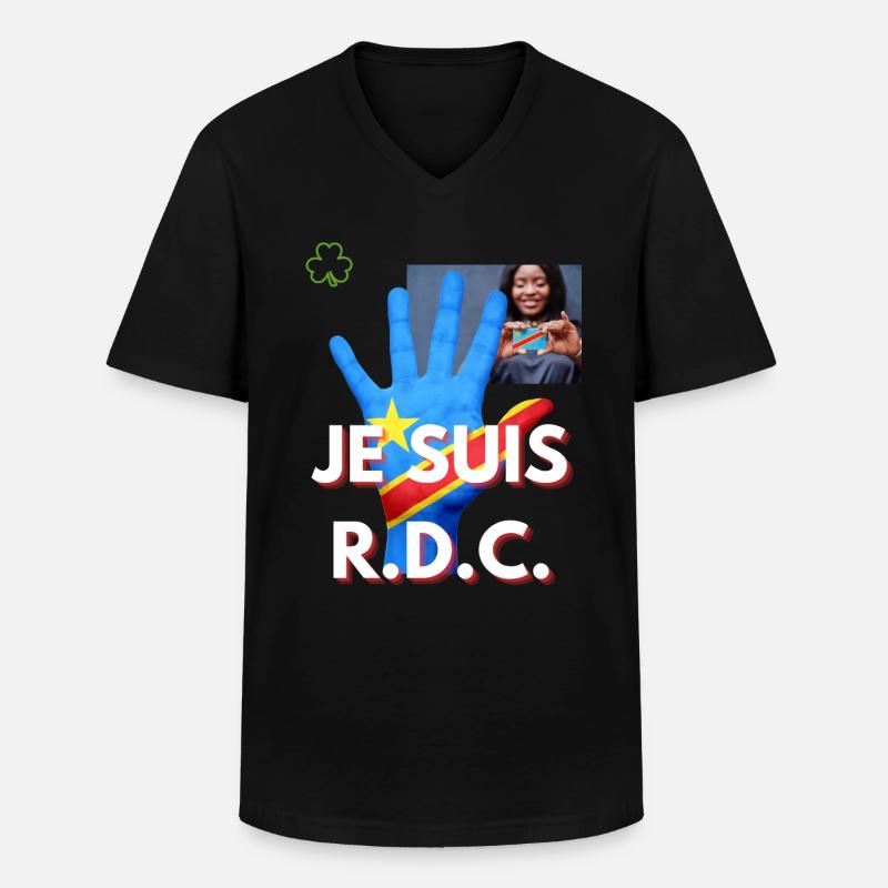 ICH BIN DRC - Männer-T-Shirt mit V-Ausschnitt - Schwarz