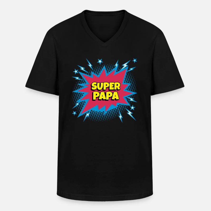 Super Papa (super Heroin) - Männer-T-Shirt mit V-Ausschnitt - Schwarz