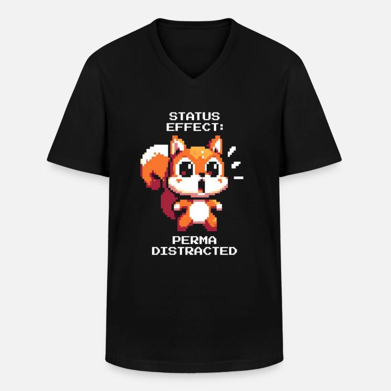 Ablenkungsstatus: Dauerhaft | ADHS Reizchaos - Männer-T-Shirt mit V-Ausschnitt - Schwarz