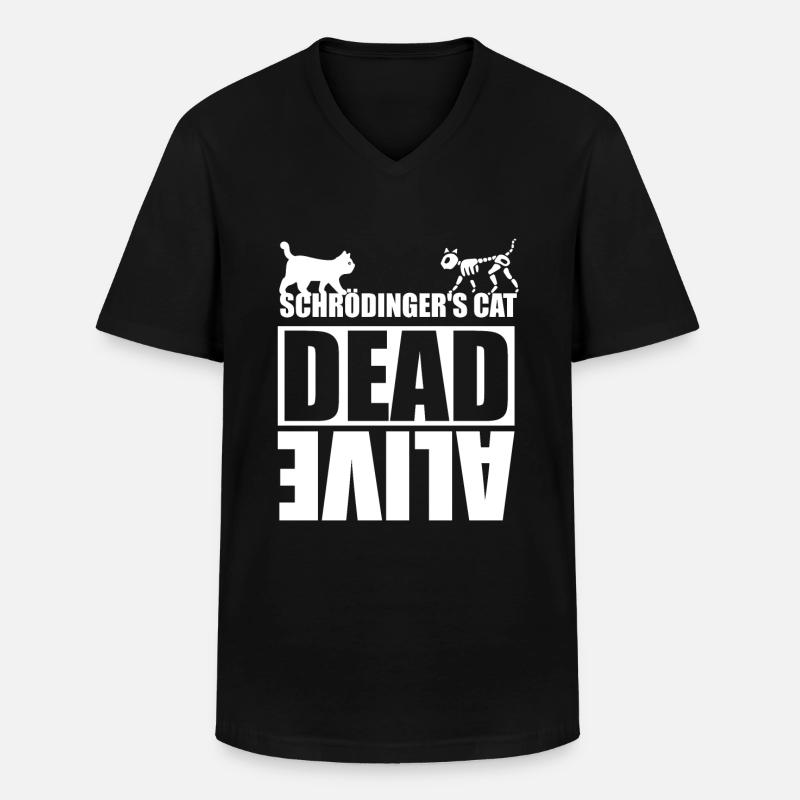 Schrödinger Katze tot oder lebendig - Männer-T-Shirt mit V-Ausschnitt - Schwarz