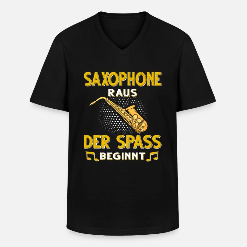 Saxophon. - Männer-T-Shirt mit V-Ausschnitt - Schwarz
