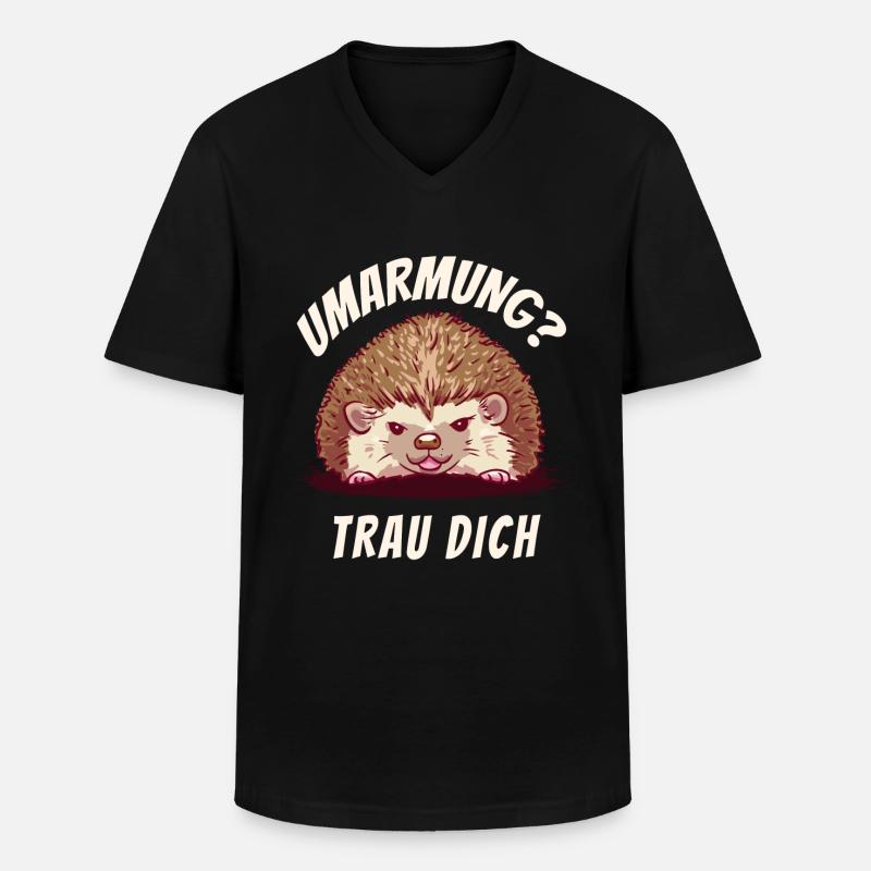Umarmung? Trau Dich Igel - Männer-T-Shirt mit V-Ausschnitt - Schwarz