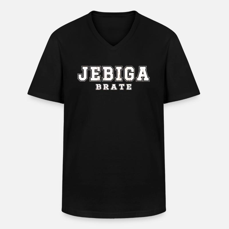 Balkan Jebiga Brate - Männer-T-Shirt mit V-Ausschnitt - Schwarz