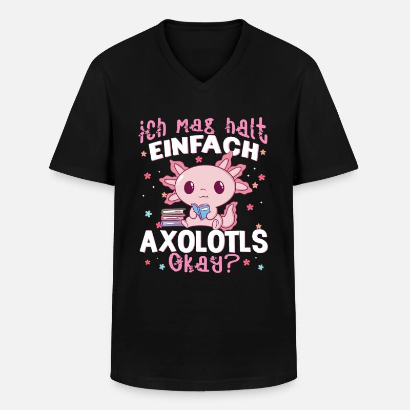 Axolotl - Männer-T-Shirt mit V-Ausschnitt - Schwarz