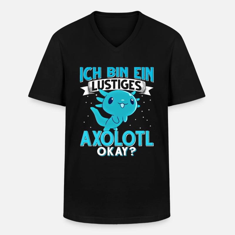 Axolotl - Männer-T-Shirt mit V-Ausschnitt - Schwarz
