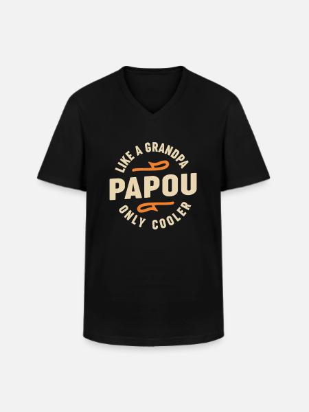 Papou als een opa alleen koeler - Klassiek mannen T-shirt met V-hals - zwart