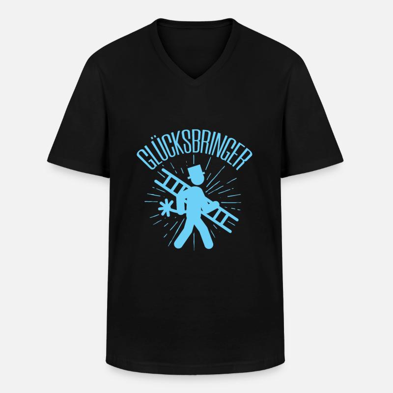 Glücksbringer Schornsteinfeger Kaminfeger Geschenk - Männer-T-Shirt mit V-Ausschnitt - Schwarz