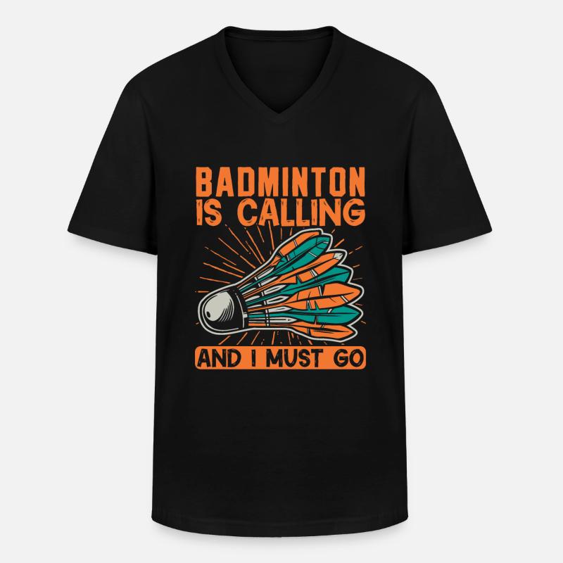 Badminton Federball Evolution Badmintonspieler - Männer-T-Shirt mit V-Ausschnitt - Schwarz