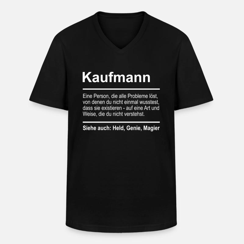 Kaufmann - Männer-T-Shirt mit V-Ausschnitt - Schwarz