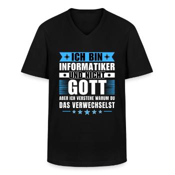 Ich bin Informatiker und nicht Gott - Männer-T-Shirt mit V-Ausschnitt - Schwarz - Vorne - AI Model Male 178 dark (178cm)