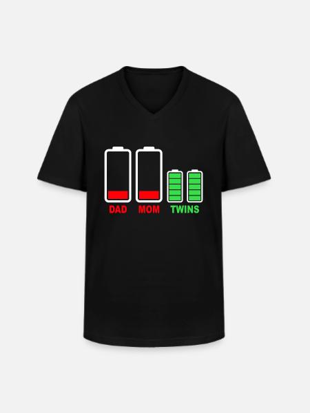 Twins work family - Men's V-Neck T-Shirt - black