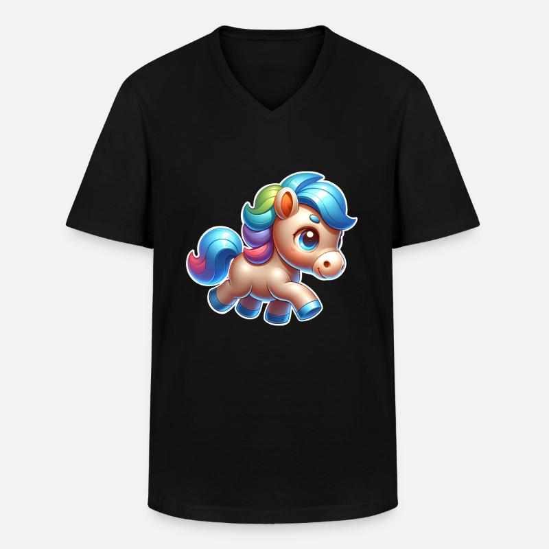 Pony - Männer-T-Shirt mit V-Ausschnitt - Schwarz