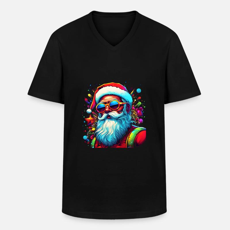 Weihnachtsmann, Ugly Christmas - Männer-T-Shirt mit V-Ausschnitt - Schwarz