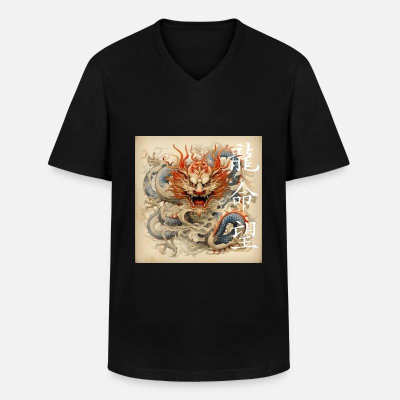 Chinesischer Drache, Dragon - Männer-T-Shirt mit V-Ausschnitt - Schwarz