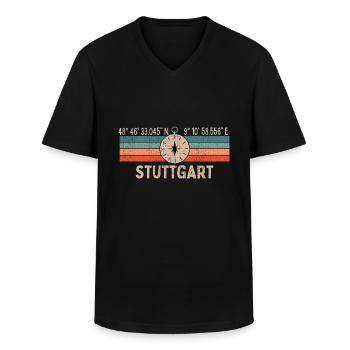 Vintage Stuttgart Kompass Retro Heimatstadt - Männer-T-Shirt mit V-Ausschnitt - Schwarz - Vorne - AI Model Male 178 dark (178cm)