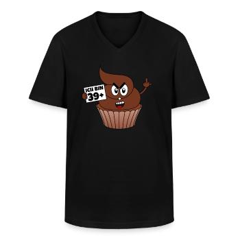 Caca 40 ans, je suis 39 plus 1 - T-shirt col V Homme - noir - Devant - AI Model Male 178 dark (178cm)