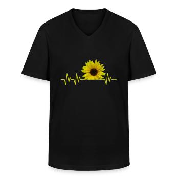 sunflowerbeat - zauberhafte Sonnenblume - Männer-T-Shirt mit V-Ausschnitt - Schwarz - Vorne - AI Model Male 178 dark (178cm)