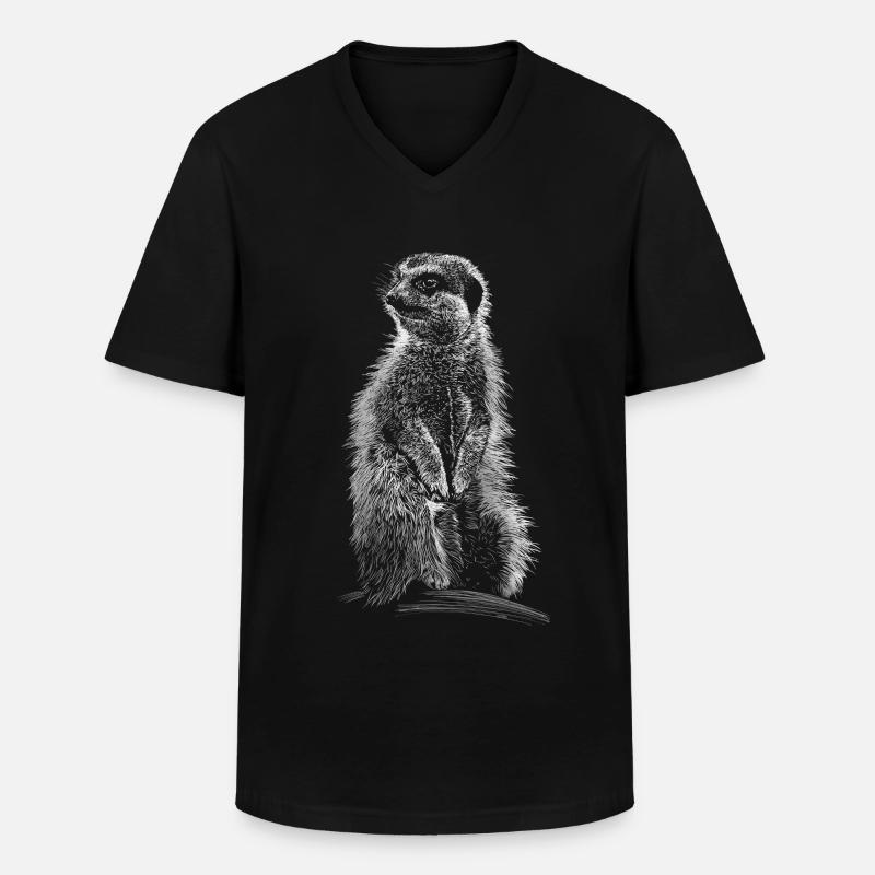 Erdmännchen - Männer-T-Shirt mit V-Ausschnitt - Schwarz
