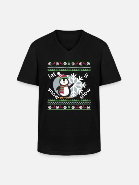 Penguin Christmas Gift - Men's V-Neck T-Shirt - black