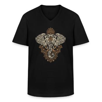 Goa Elefant psychedelic trance psytrance Techno - Männer-T-Shirt mit V-Ausschnitt - Schwarz - Vorne - AI Model Male 178 dark (178cm)