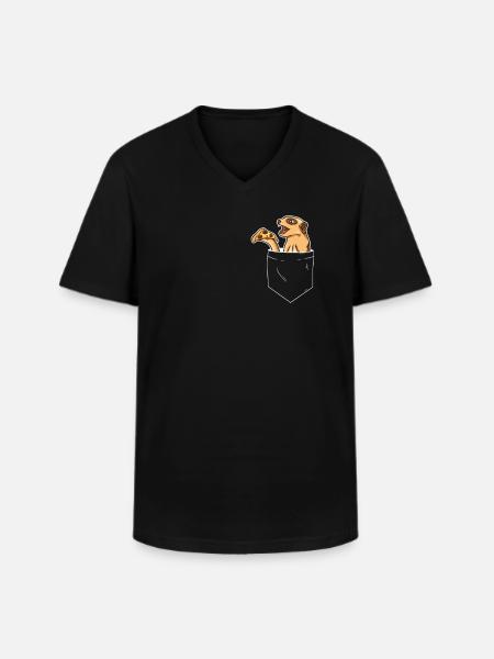 Erdmännchen Surikate Mangusten Brusttasche - Männer-T-Shirt mit V-Ausschnitt - Schwarz
