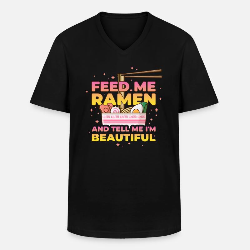 Feed Me Ramen Lustig Geschenk - Männer-T-Shirt mit V-Ausschnitt - Schwarz