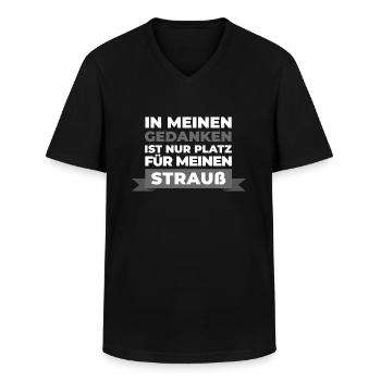 Strauß Vogelstrauß Straußenfarm - In Gedanken - Männer-T-Shirt mit V-Ausschnitt - Schwarz - Vorne - AI Model Male 178 dark (178cm)