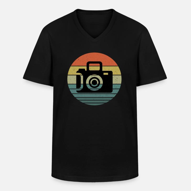 Fotografie - Männer-T-Shirt mit V-Ausschnitt - Schwarz