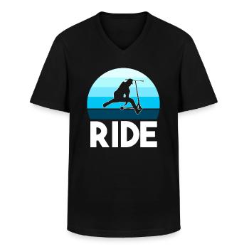 Ride Stunt Scooter Jungen Tretroller Roller Jungen - Männer-T-Shirt mit V-Ausschnitt - Schwarz - Vorne - AI Model Male 178 dark (178cm)