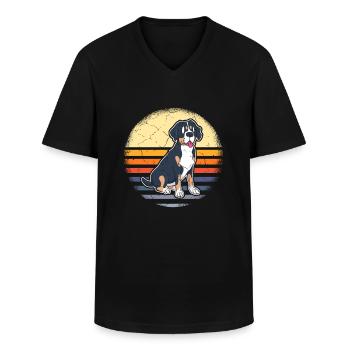 Graphique du chien de montagne suisse Bauernhund Alm - T-shirt col V Homme - noir - Devant - AI Model Male 178 dark (178cm)