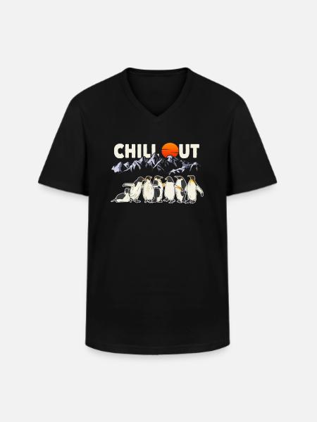 Penguin Chill Out T-Shirt Gift - Men's V-Neck T-Shirt - black