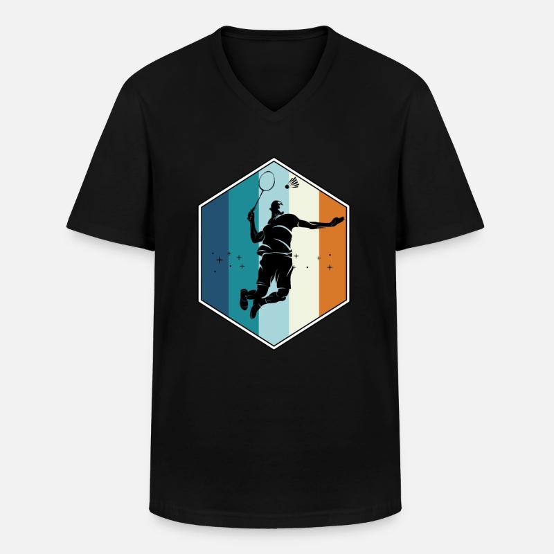 Badminton - Männer-T-Shirt mit V-Ausschnitt - Schwarz