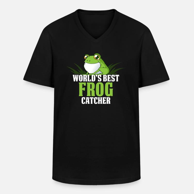 Frog Hunter Frog Catcher - Männer-T-Shirt mit V-Ausschnitt - Schwarz