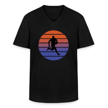 rugby - Men's V-Neck T-Shirt - black - Front - AI Model Male 178 dark (178cm)