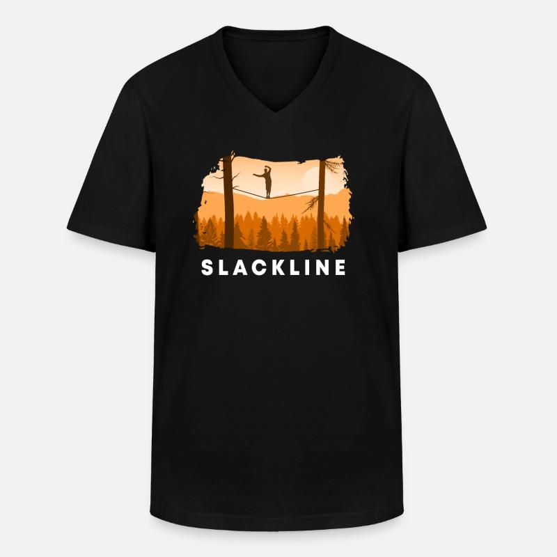 Slackline - Männer-T-Shirt mit V-Ausschnitt - Schwarz